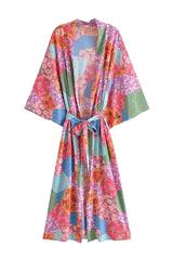 Boho Robe, Kimono Robe, Beach Cover up, Maryam in Orange, Green and Pink
