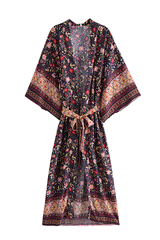 Boho Robe, Kimono Robe, Beach Cover up, Midnight Garden