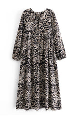 Gown Dress, Boho Maxi Dress, Loose Dress, Black White Zebra