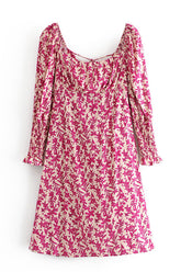 Boho Mini Dress Off Shoulder Sundress, Pink Orchid