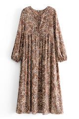 Gown Dress, Boho Maxi Dress, Loose Dress, Brown Wild Tiger