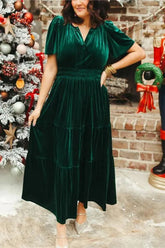 WOMEN¡®S VELVET TIERED MAXI DRESS