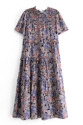 Boho Midi Dress, Purple Starflower