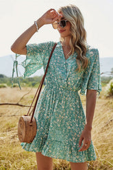 Boho Mini Dress Sundress, Jasmine Green