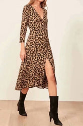 Boho Midi Dress, Brown Tiger