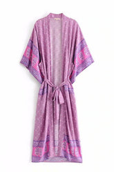 Boho Robe, Kimono Robe, Beach Cover up, Bohemian in Pink Purple Orchid