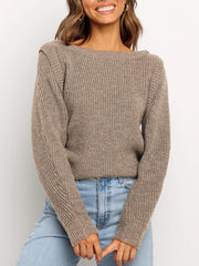翻译0914 Round Neck Stitching Solid Pullover Sweater