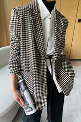 Boho Autumn Blazer, Vintage Plaid Blazer Sawyer in Black and Brown