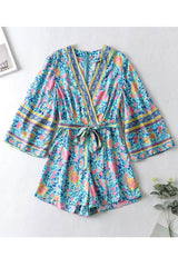 Boho Jumpsuit, Boho Romper, Playsuit, Blue Wild Flower