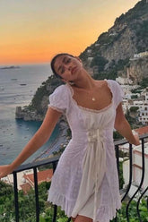 Boho Mini Dress Amelia in White