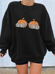 Pumpkin Skull Print Funny Halloween Sweatshirts