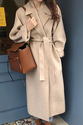 Winter Coat, Wool Coat, Long Wool Coat Women, Robe Coat Luciana in Beigel and Gray