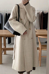 Winter Coat, Wool Coat, Long Wool Coat Women, Robe Coat Isabella in Beigel and Coffee