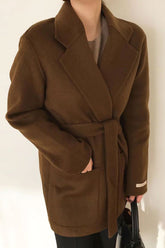 Winter Coat, Wool Coat, Wool Coat Women, Robe Coat Benita in Coffee and Black