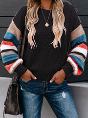 翻译0914 Striped Pullover Long Sleeve Sweater