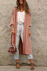 Digital Print Long Sleeve Cardigan Coat