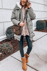 Zipper Pockets Loose Hoodie Padded Coat