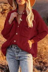 Pockets Button Corduroy Shacket