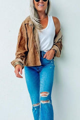 Pockets Button Corduroy Shacket