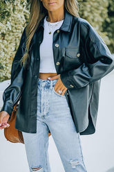 PU Long Sleeve Button Jackets