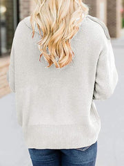 Casual Solid Color Side Lapel Button Sweater