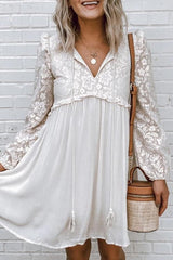 Ruffles Patchwork Long Sleeve Mini Dress