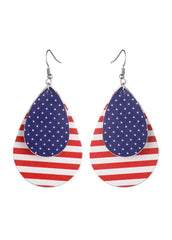 Cute Flag Day Theme Water Drop Earrings