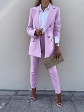 Women's Sets Solid Double Breasted Blazer & Pants Two Piece Set