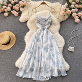 Vintage Dress - Boho Maxi Dress - Floral Print French Women Dress - Summer Strappy Dress Eloise