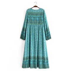 Gown Dress, Boho Maxi Dress, Loose Dress, Green Camel