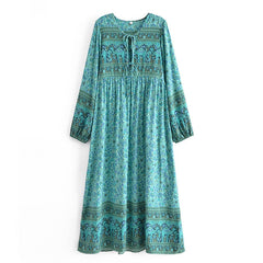 Gown Dress, Boho Maxi Dress, Loose Dress, Green Camel