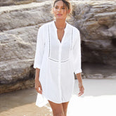 Boho Mini Dress - Beach Tunic - White McKay