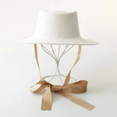 Boho Summer Beach Hat - Panama Fedora Sun Hat in Black and White