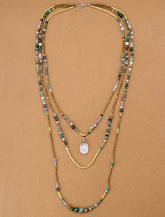 Boho Necklace - India Onyx Seed Beads Teardop Pendan Necklaces