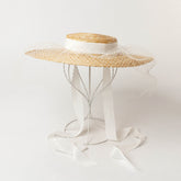 Boho Hat - Summer Hats, Sun Hat, Beach Hat - Wide Brim Straw Hat, Vintage Style with Long Ribbon Mesh Darcy