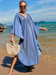Boho Maxi Dress - Beach Dress, Kaftan Dress Blue Harmony in 15 colors