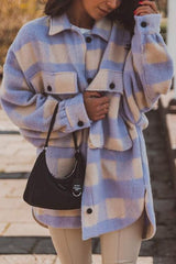 Plaid Button Pockets Coat