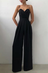 Minimalism Wide Leg Slip Jumpsuits