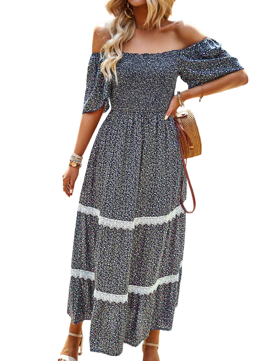 Women's Dresses Temperament Polka Dot Loose Short Sleeved Midi Dress