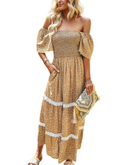 Women's Dresses Temperament Polka Dot Loose Short Sleeved Midi Dress