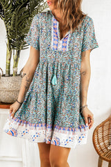 Green Floral Babydoll Tunic Dress