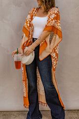 Yellow Printed Tassel Kimono