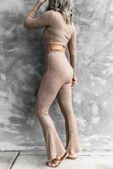 Ribbed Crop Top and Pants Set