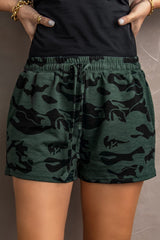 Camo Print Raw Hem Shorts