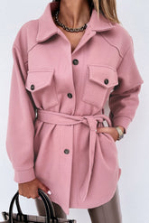 Pink Lapel Button-Down Coat
