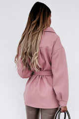 Pink Lapel Button-Down Coat