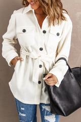 Khaki Lapel Button-Down Coat