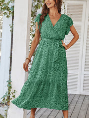 Women's Dresses Sexy Floral Tie Waist Casual Midi Dress