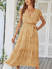 Women's Dresses Sexy Floral Tie Waist Casual Midi Dress