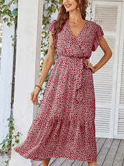 Women's Dresses Sexy Floral Tie Waist Casual Midi Dress